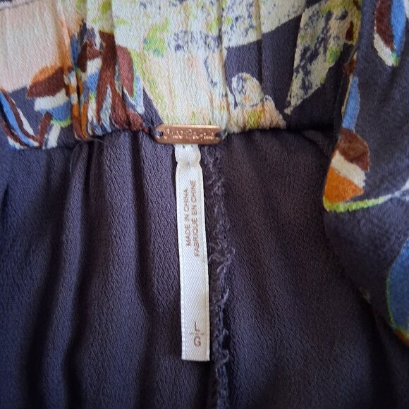 Free People Women's Size Large Island Time Denim Blue Print Midi Jumpsuit - Picture 7 of 16